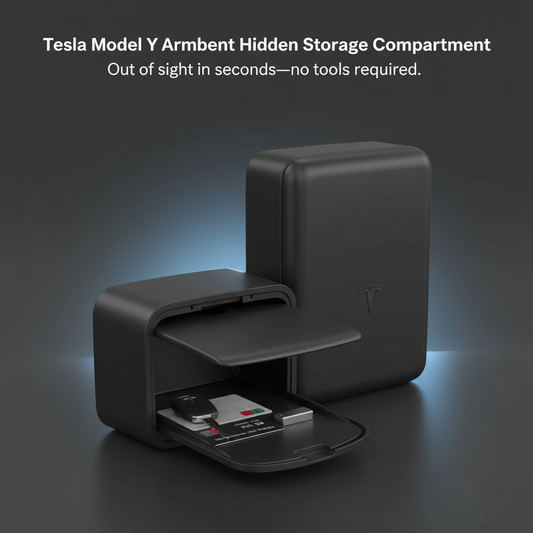 Tesla Model Y Armrest Hidden Storage Compartment